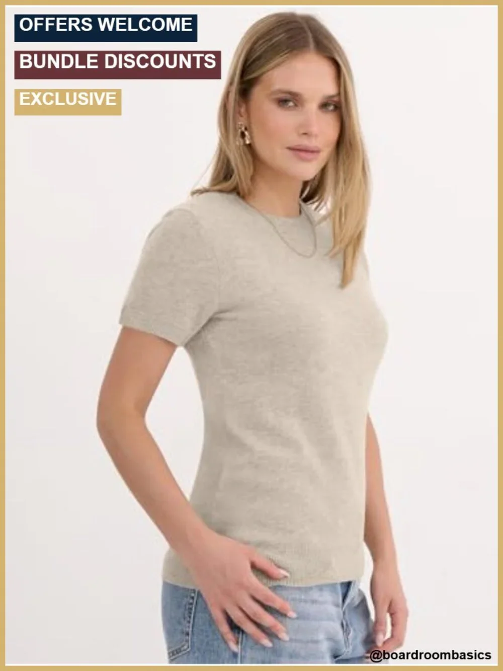 100% Wool Short Sleeve Crewneck Pullover Sweater - Women's Casual Lightweight